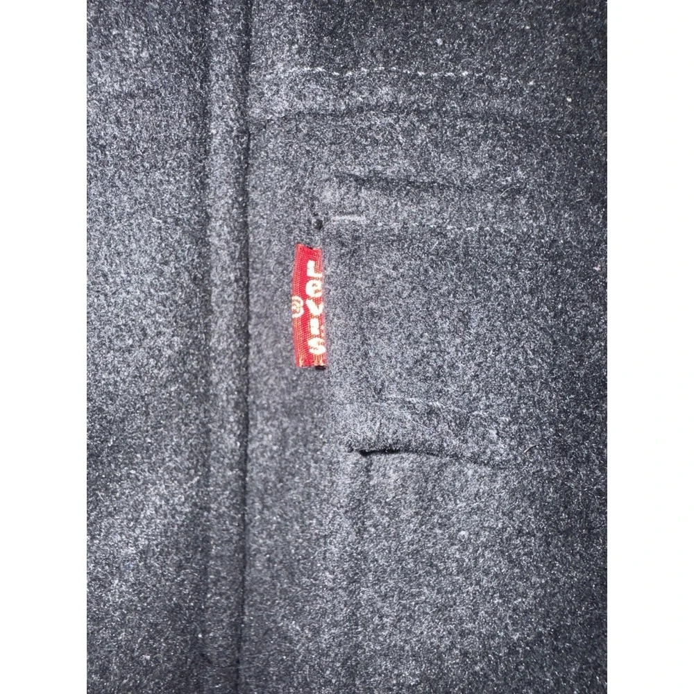 Levi Strauss Wool Blend Jacket‎ Mens Gray Hooded Full Zip Button Quilted Lined